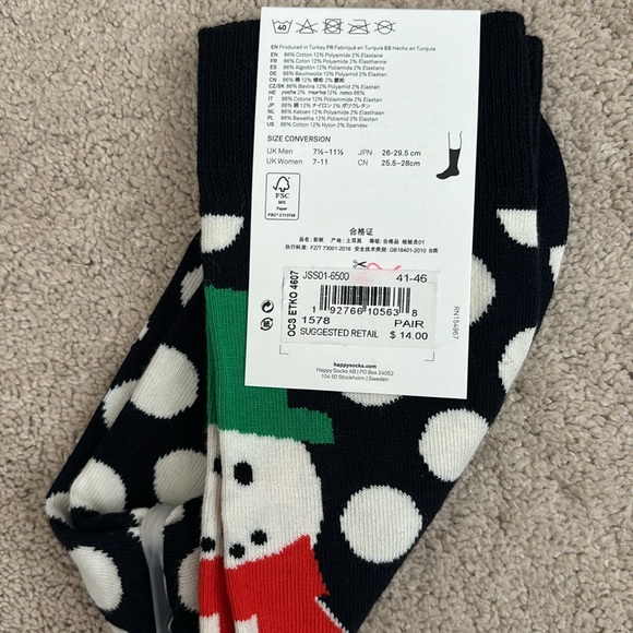 NWT Happy Socks Snowman with Polka Dot Socks - Picture 4 of 4